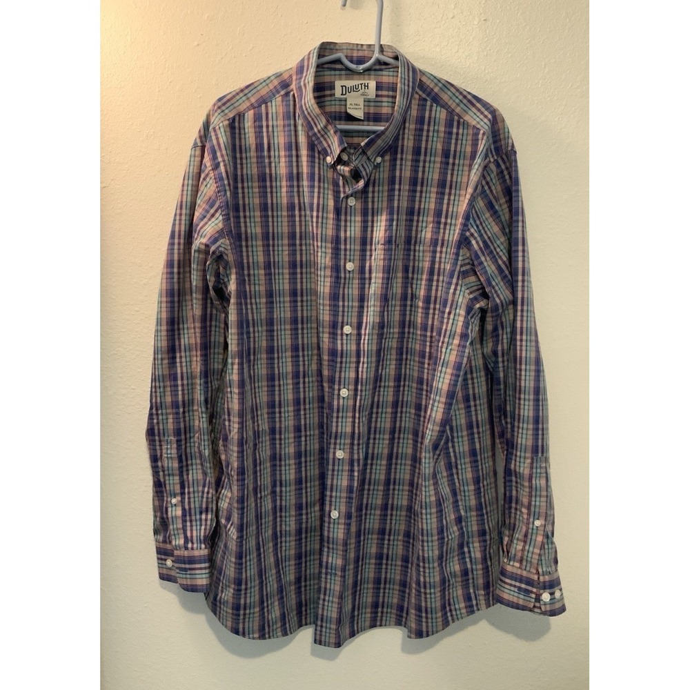 Duluth Trading sCo Button Down Shirt Mens XL Tall Multi Blue Casual 2 Pack